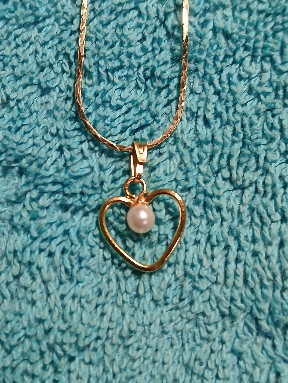 Gold Heart Pendant Necklace with Pearl Accent - Women Jewelry
